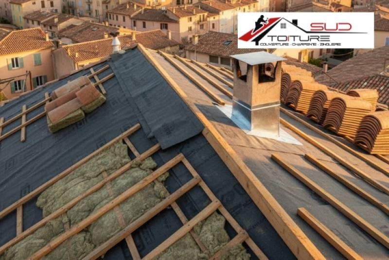 Toiture en rénovation à Céret avec pose d’isolant thermique et tuiles canal typiques du sud de la France par Sud Toiture