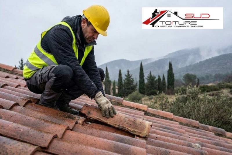 Inspection de toiture en hiver dans les Pyrénées-Orientales après pluie et vent